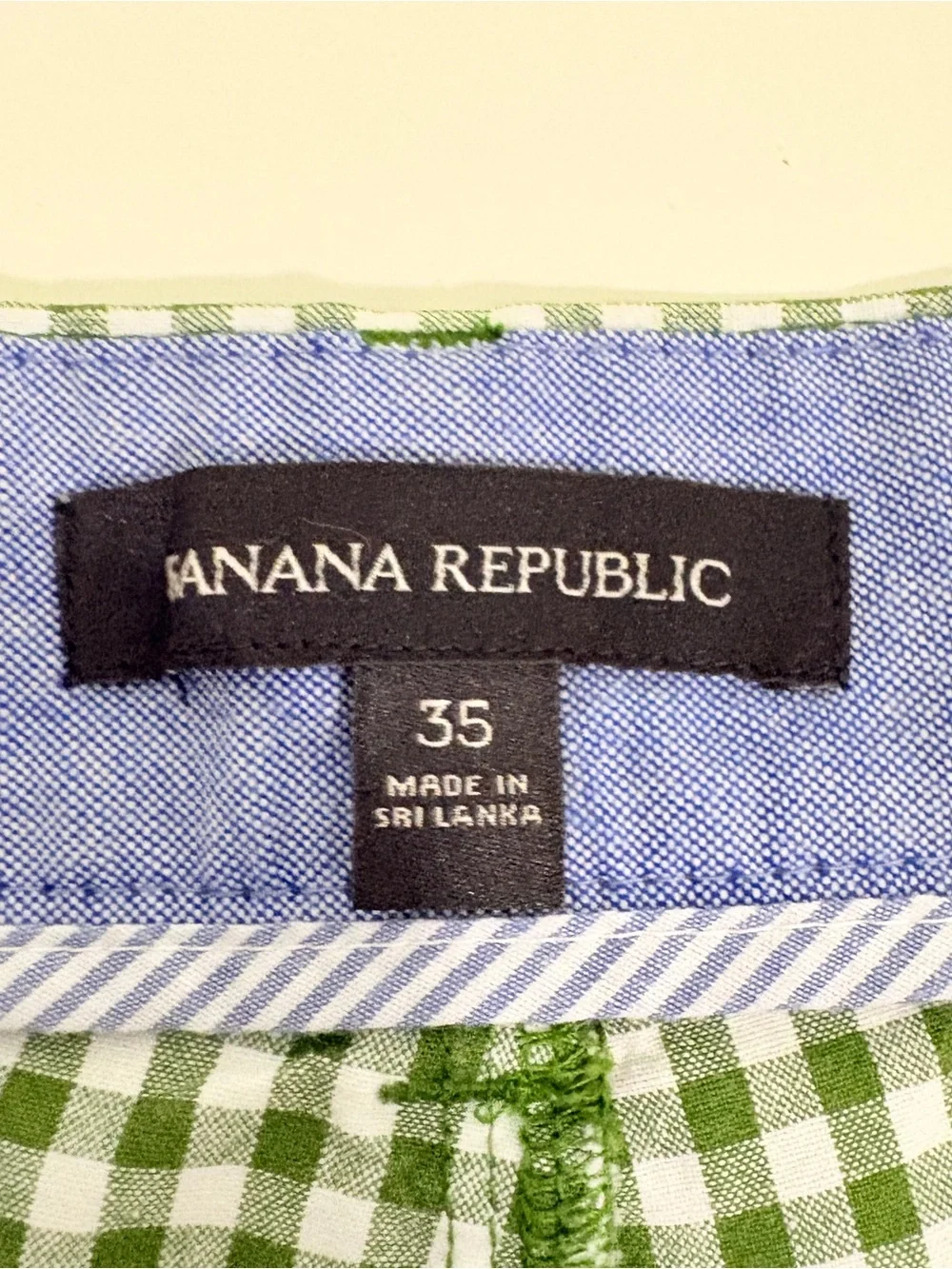 Banana Republic Green Gingham Flat-Front Shorts